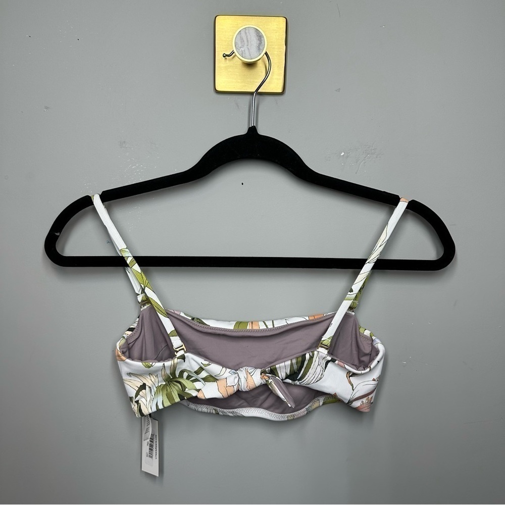 Vitamin A Mila White Green Floral Leaves Bandeau Bikini Top - Picture 3 of 3